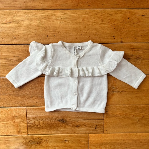 NWOT Janie and Jack white ruffle cardigan 3-6 months - Picture 1 of 4